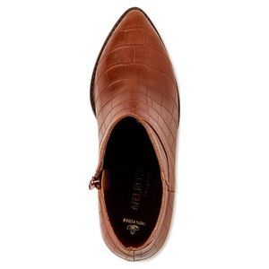 Block heel crocodile booties